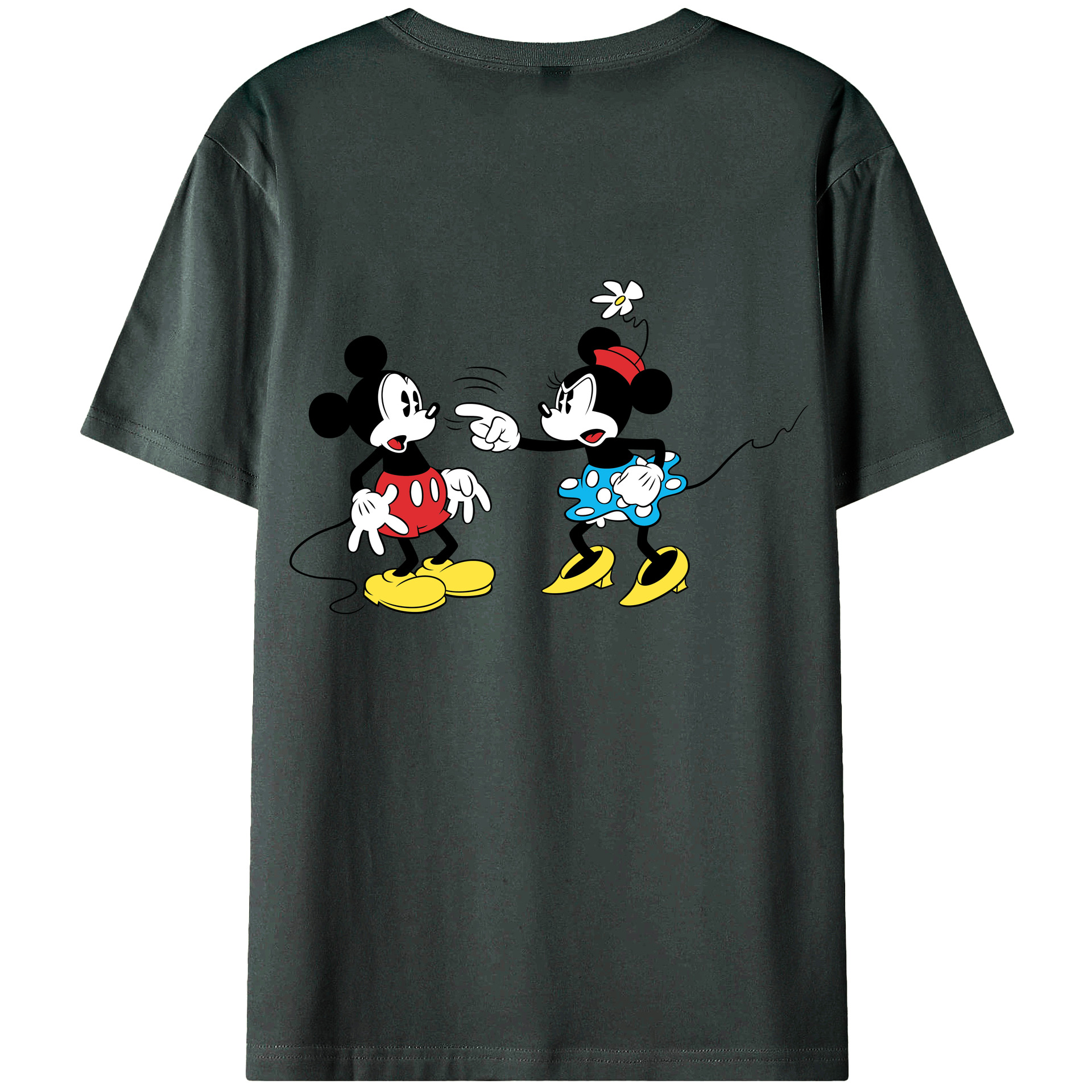 ミッキーマウス Mickey Mouse 綿100％ メンズ半袖Tシャツ（バックプリント） 通気性